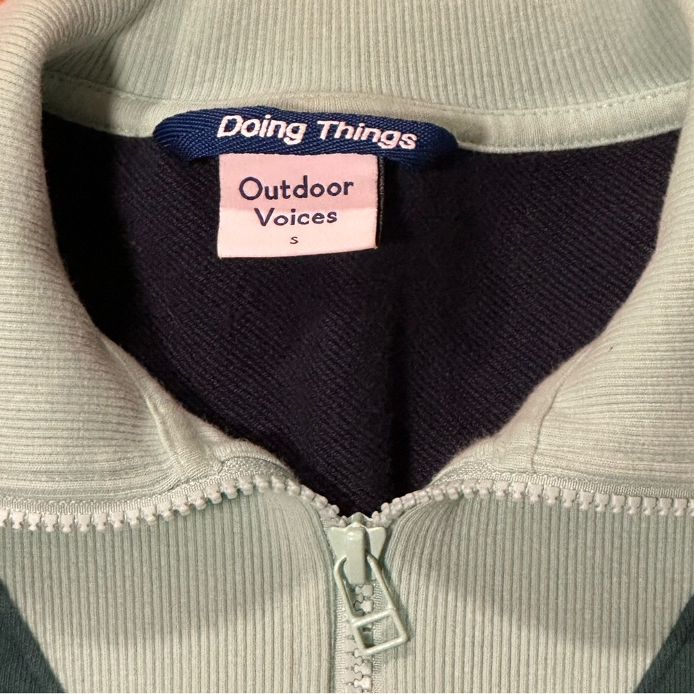 Outdoor Voices Cotton Terry 1/2 Zip Sweatshirt blue green Size Small - Picture 4 of 9